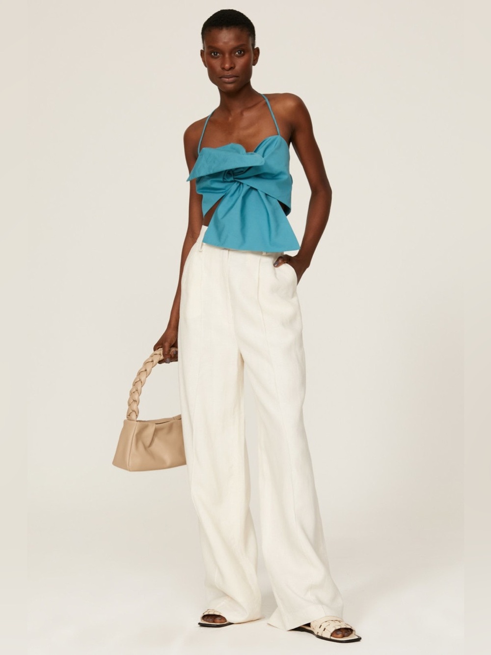 Knotted Poplin Crop Top Bassike Size 8